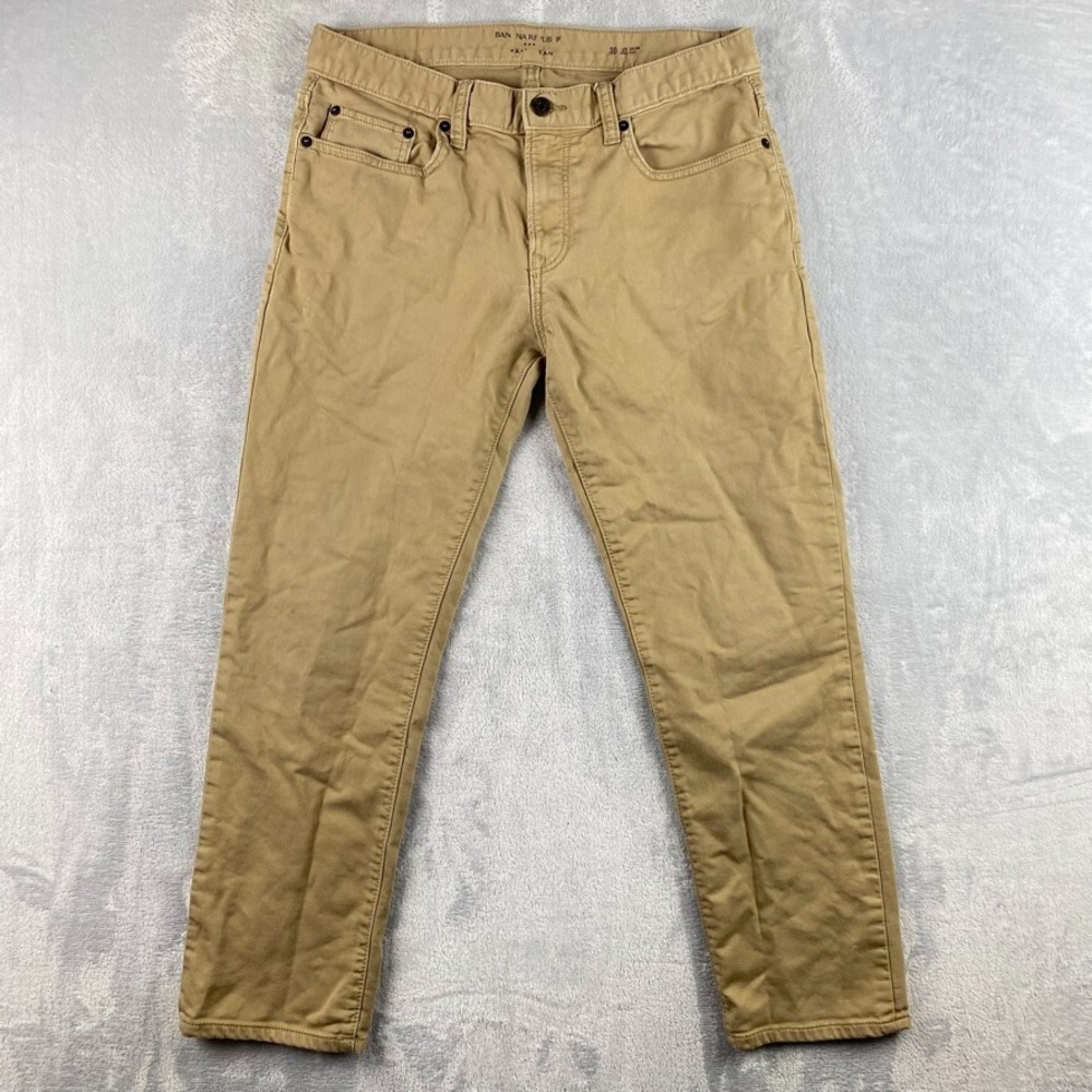 Banana Republic Traveler Jeans Mens 30x27* Beige Tan Slim Fit 5 Pocket Pants
